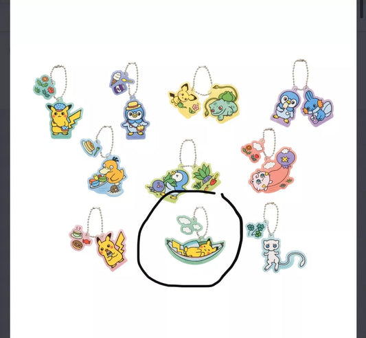 Pokemon Acrylic Charm Keychain Nonbiri Relax Life Pikachu In Hammock