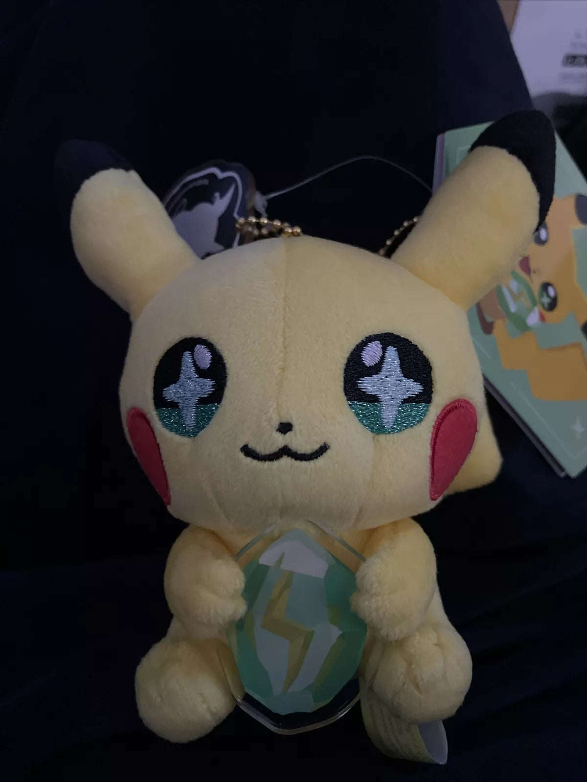 Pokemon Center Japan Pikachu Holding Stone Evolve Raichu Plush Keychain