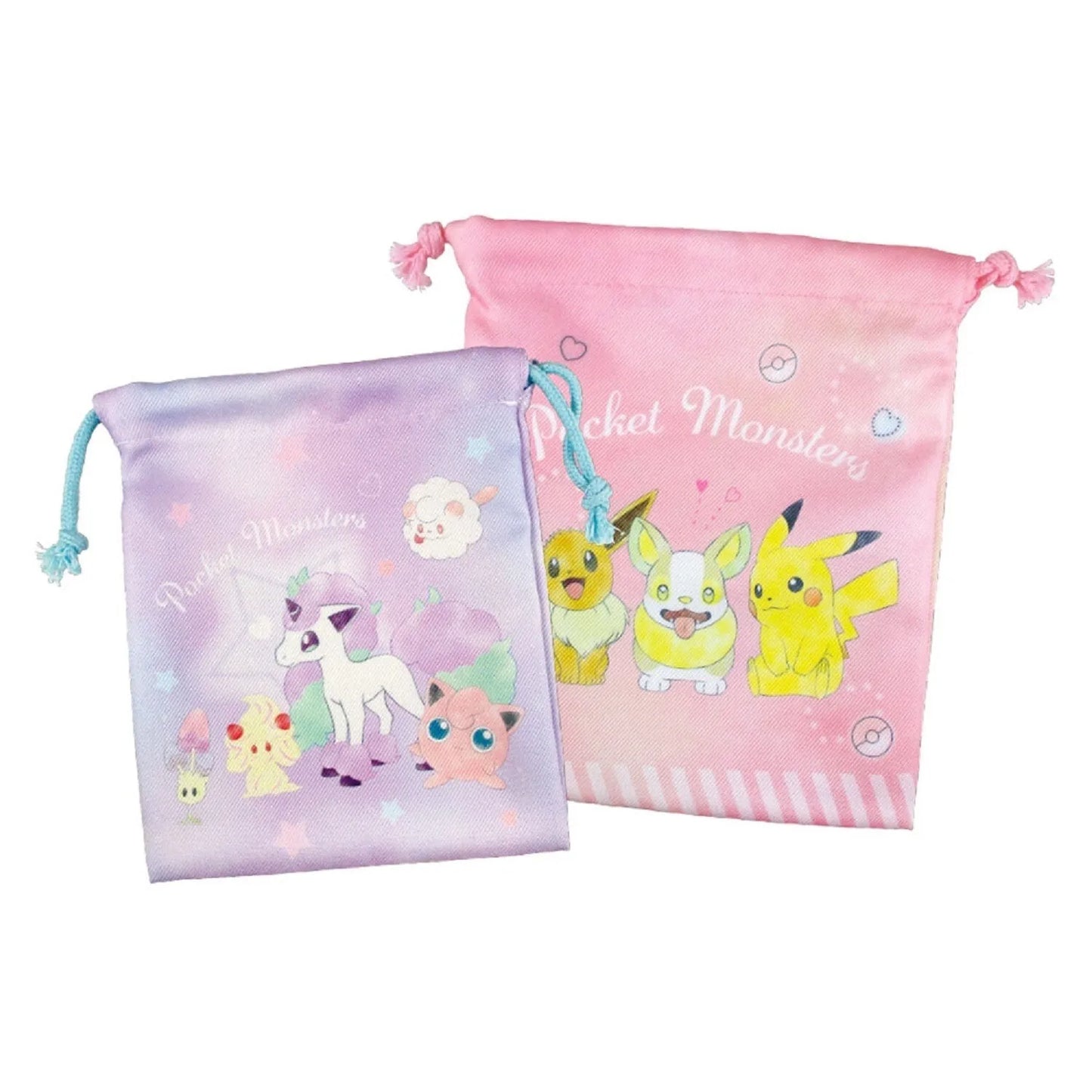 Pokemon Center Japan Set of 2 Drawstring bags With Watercolor Fairy Design